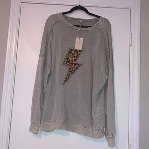 Mineral Wash Cheetah Lightning Bolt Top